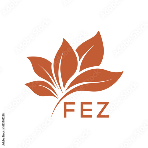 FEZ Elegant Minimal Leaf Logo Design, Botanical Nature Logo with Text, FEZ Later Logo, Modern Plant Symbol Branding
