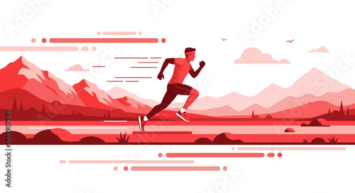 Marathon Runner In Monochromatic Landscape Displaying Stamina And Perseverance