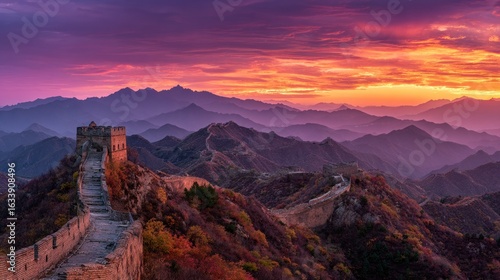 Majestic Sunset over the Great Wall of China