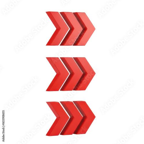 Free Download 3d icon of three red arrows pointing to the right isolated on transparent background - GFXLoad