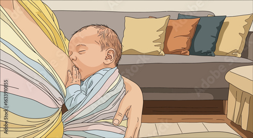Peaceful Breastfeeding Scene: A Bond of Love And Nourishment At Home