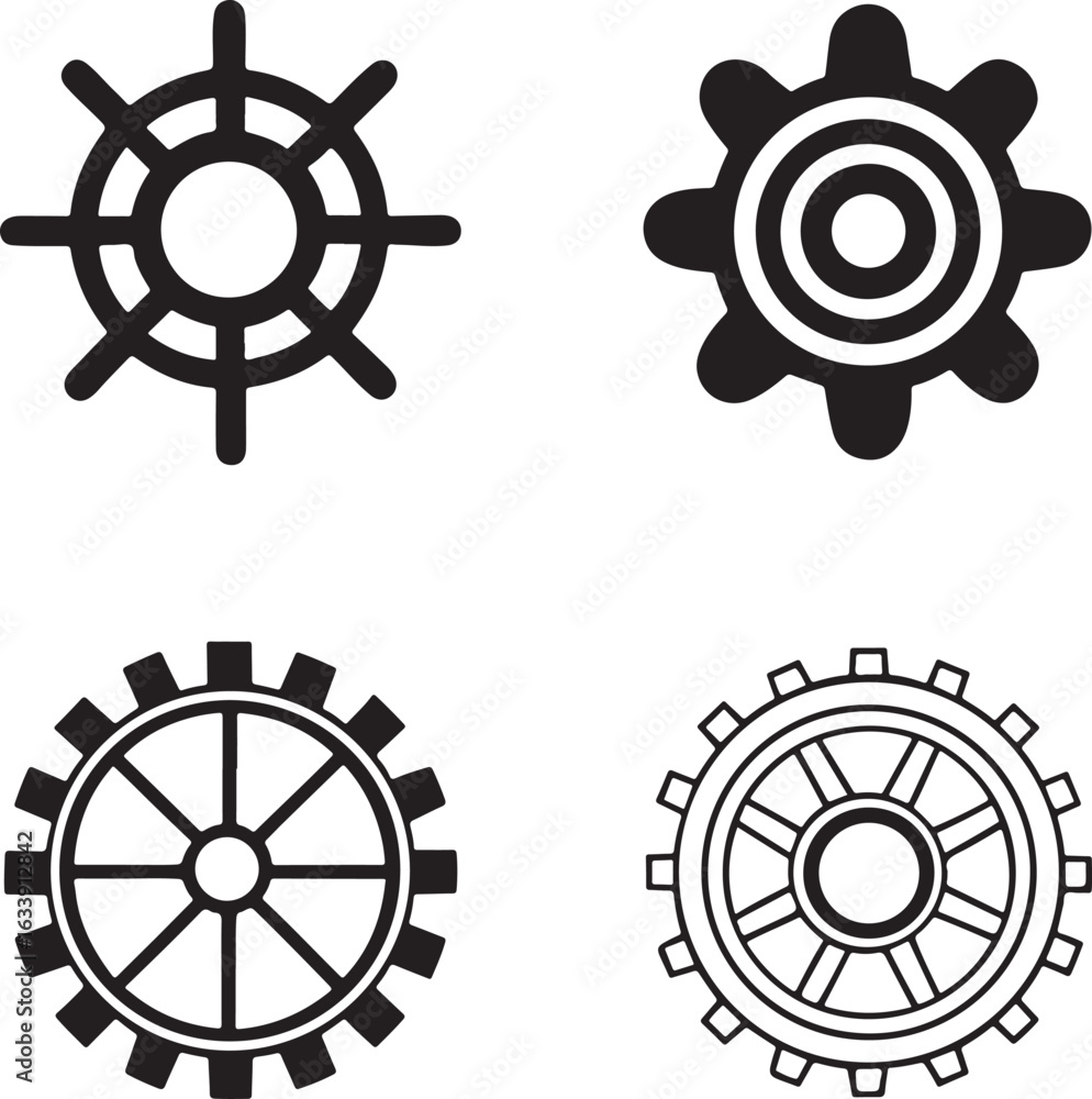 Obraz premium Industrial Cog and Wheel Icon Collection