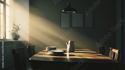 Luxury dining room, modern dining interior design with luxury dark concept