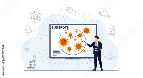 Presentation About Sunspots By Scientist In Outer Space Illustration