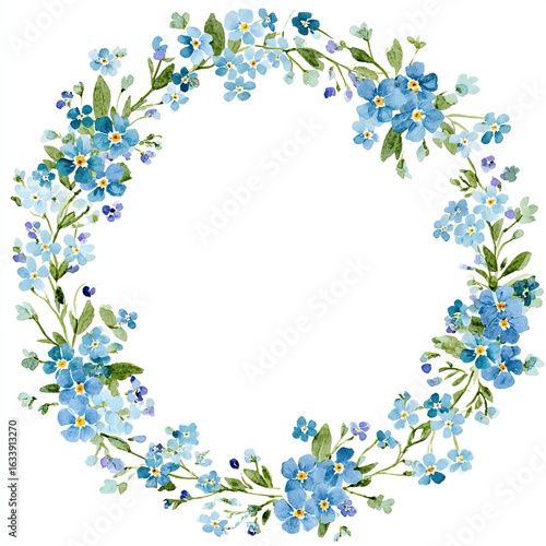 Wallpaper Mural Delicate Forget-Me-Nots Wreath Torontodigital.ca