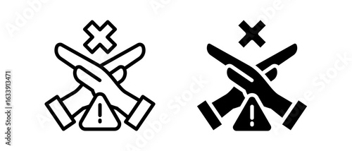 Restriction multiple icon set of two.line and glyph vector illustration
