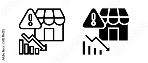 Market multiple icon set of two.line and glyph vector illustration