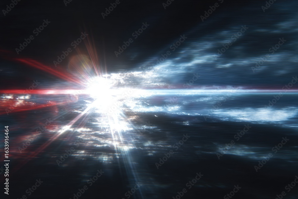 Fototapeta premium Radiant sunburst through stormy clouds