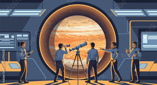 Team Of Astronomers Observes Planet Jupiter In A Spaceship Interior
