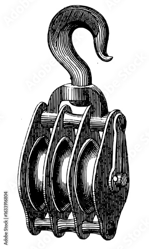 Vintage Hand-drawn Pulley Wheel
