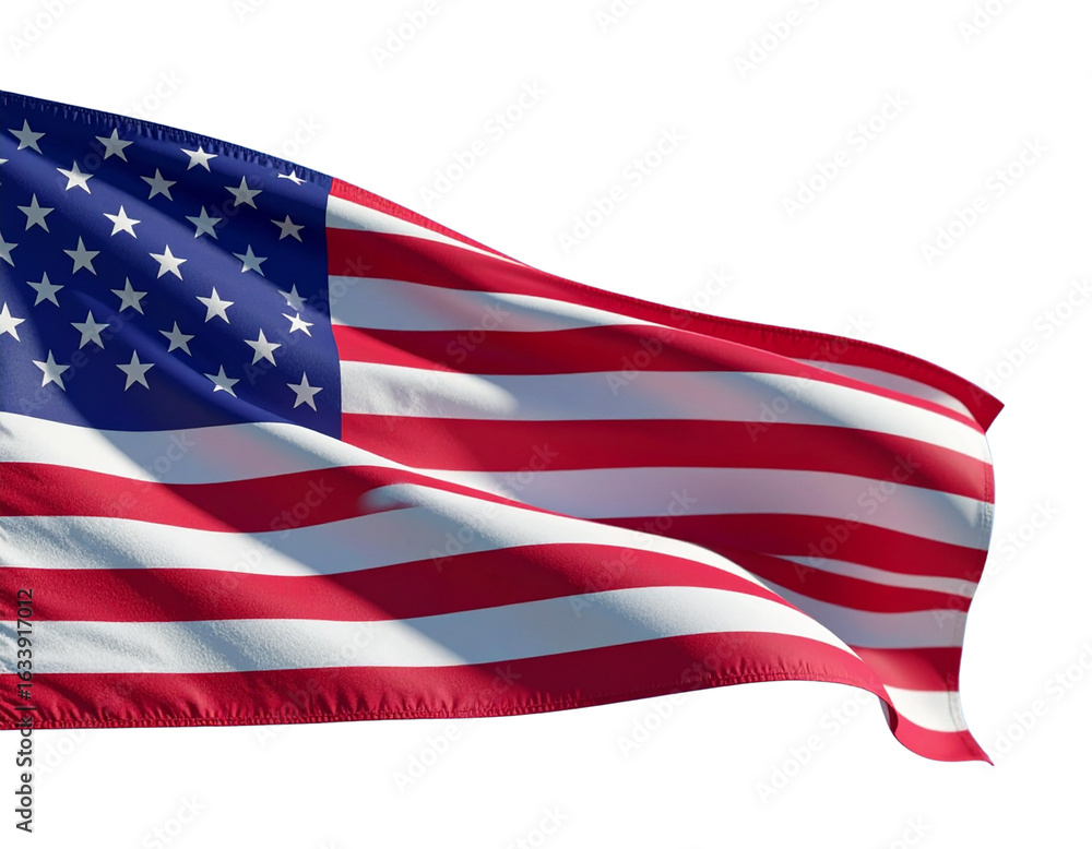 Obraz premium Realistic Waving American Flag PNG (Side Wind)