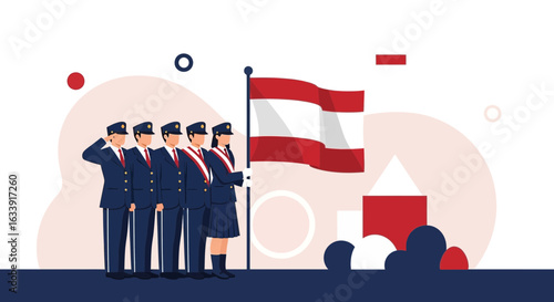 Saluting To Nation Proudly National Patriotic Vector Design Illustration