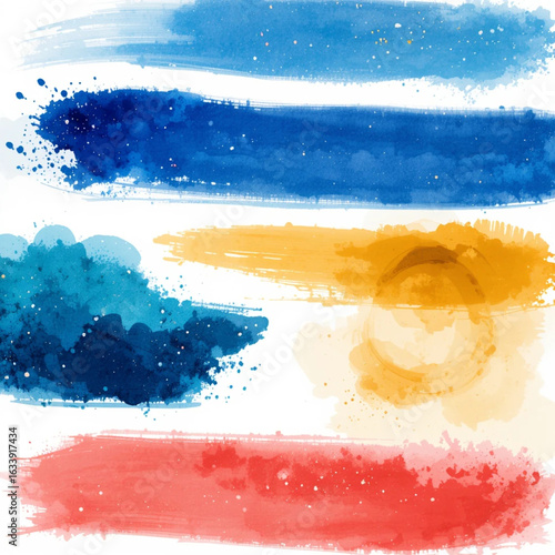 vibrant watercolor strokes arranged on a clean white background
