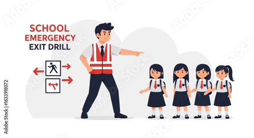 School Staff Teaching Student Emergency Evacuation Preparedness Guide Lesson