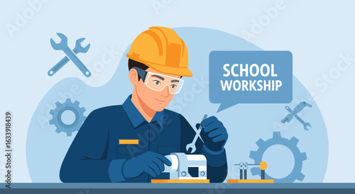 Student Learning Technical Skills In a Modern School Workshop Environment