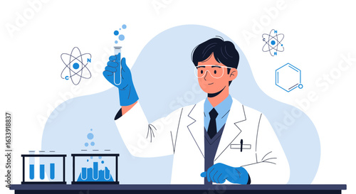 Scientist Investigating Chemical Reactions with Advanced Laboratory Experiments