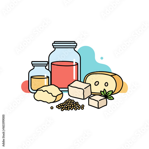 Ingredients for a Delicious Meal Preparation with Dairy and Spices