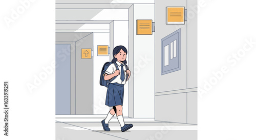 Student Walking In School Corridor Ready For Class Educational Lifestyle