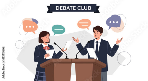 Students Discussing Problems And Communicating Actively In The Debate Club