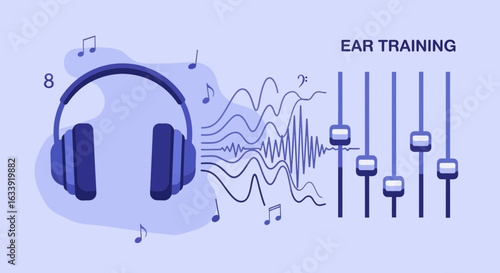 Training Sound With Headphones And Equalizer Sliders For Enhanced Listening Skills