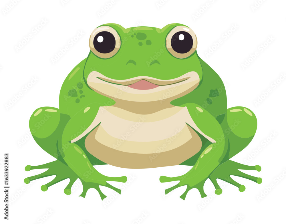 Obraz premium A Funny Green Frog Character with a Big Happy Smile