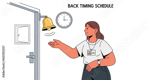 Visualizing Workplace Rhythms Depicting Time Management with Clock And Doorbell