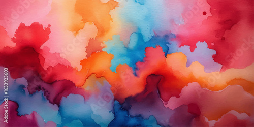 Colorful Liquid Watercolor Texture with Blended Artistic Ink Layers.
