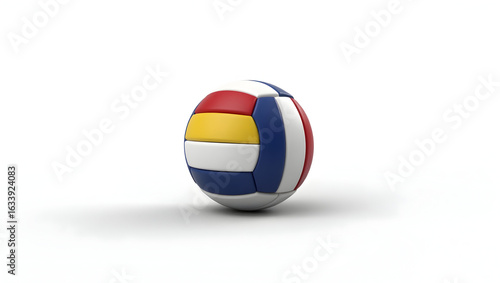 Free Download Sport Equipment Volleyball isolated on white background smooth surface and tri-color panels designed for catalog product shot and minimal sports layout - GFXLoad