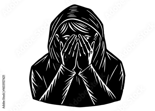 Person Covering Face Silhouette