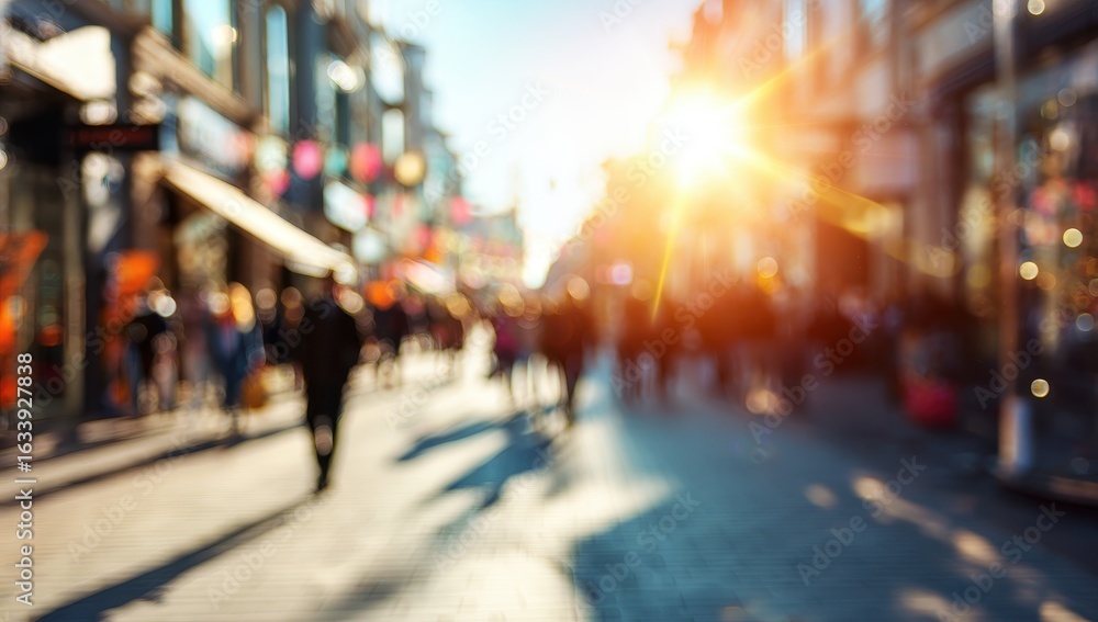 Obraz premium Blurry city street scene, sunny day