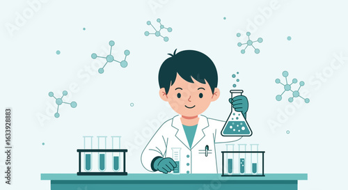 Young Scientist Conducting Experiment In Laboratory For Medical Discoveries