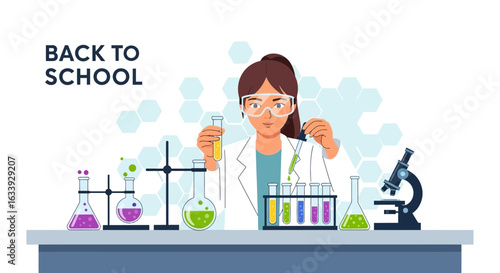 Young Scientist Works Diligently In Her Laboratory Experiment Preparation