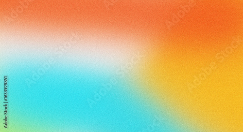 Abstract grainy gradient background with orange green blue yellow red noise texture effect summer poster design