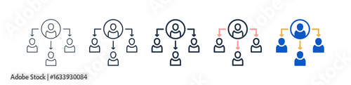 Delegate different style icons set vector illustration. 