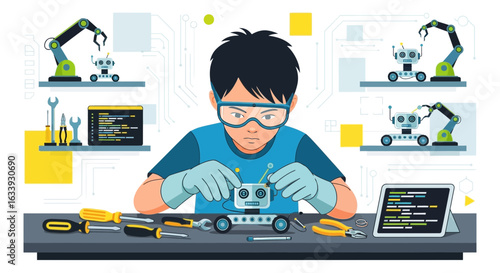 Young Innovator Builds Robots Enjoying Engineering At Home Or In A Laboratory