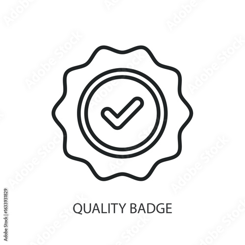 Quality badge thin line icons.