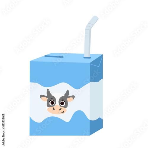 Illustration of Milk Carton with Cow