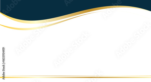 Abstract certificate background, dark green gold wave at top