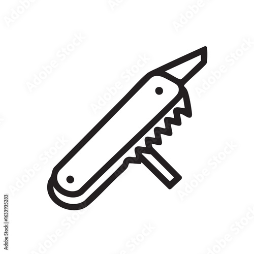 A simple line drawing of a multi-tool knife.