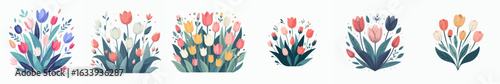 Watercolor Pastel Tulip Arrangement Floral Element Spring Season Decoration Isolated