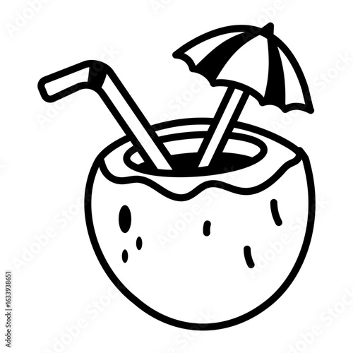 A sketchy style icon representing coconut water

