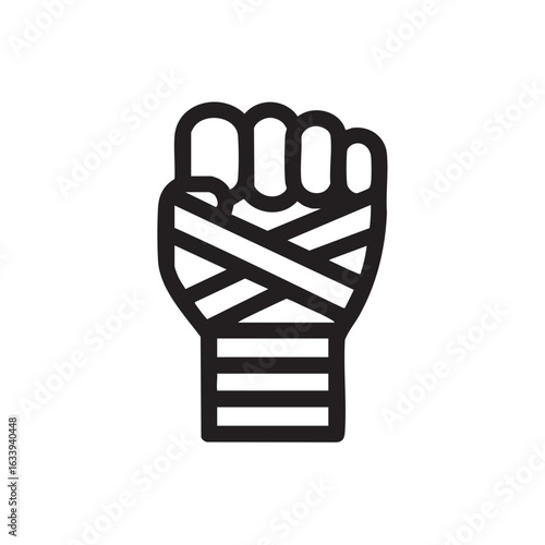 A simple line drawing of a wrapped fist.