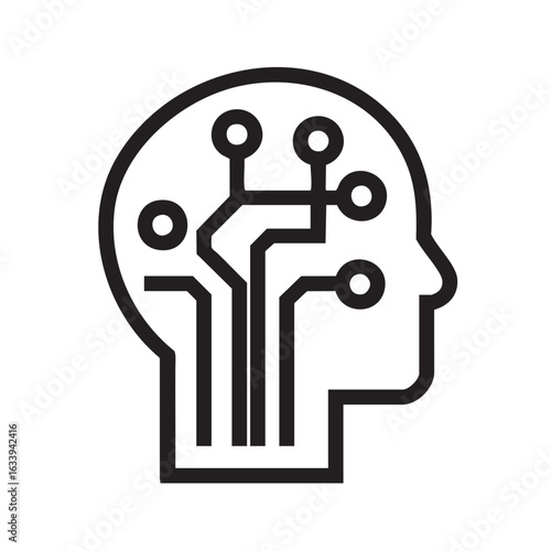 An icon of a head with a circuit board inside.