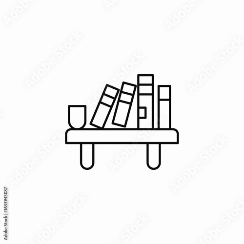 bookshelf with books icon sign vector
