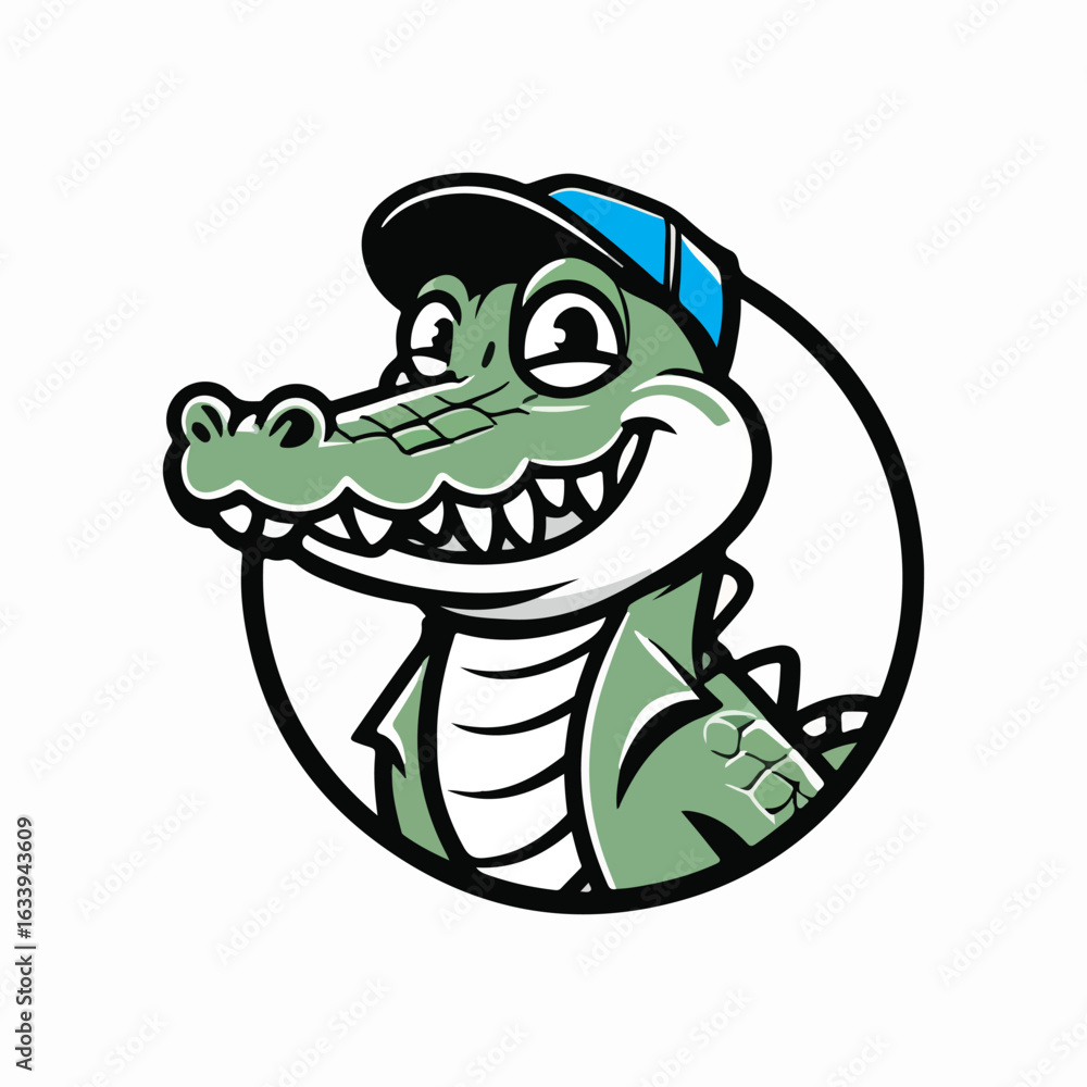 Obraz premium Cartoon crocodile wearing a hat