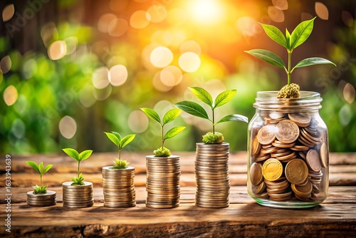 Money growing like plants symbolizing financial growth and investment success