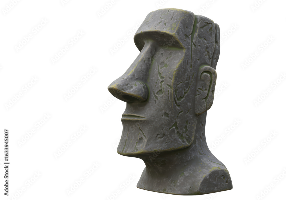 Obraz premium Isolated Stone Moai Head from Easter Island