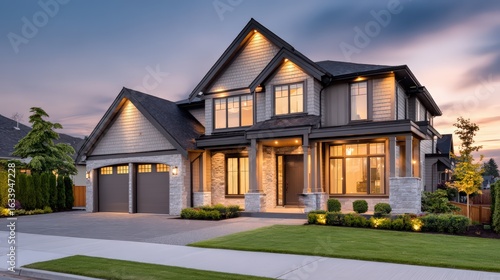 Wallpaper Mural Luxury Modern House with Garden at Sunset Torontodigital.ca