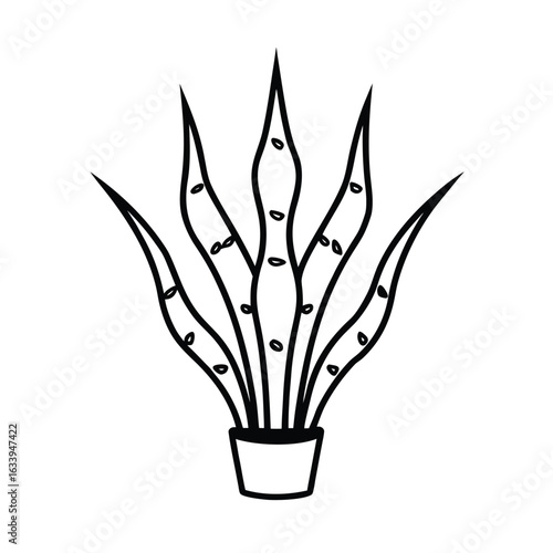 Snake Plant with Robotic Leaf Details