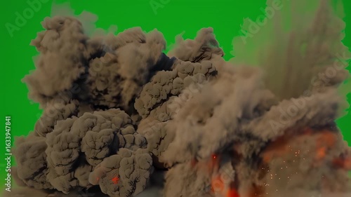 Fire and Smoke Explosion on Green Screen Background – VFX Effect